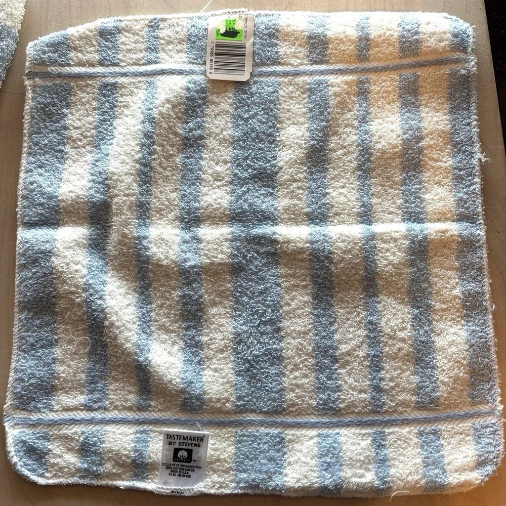 Vtg Tastemaker Washcloths NWT Retro Blue Pink Striped JP Stevens 100% Cotton USA
